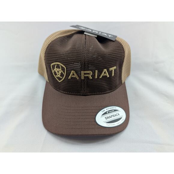 NWT Ariat Flexfit Cap in Brown Khaki Mesh size Adjustable - Picture 2 of 7